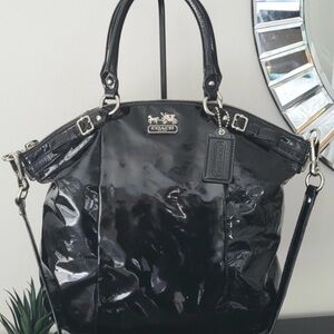 Coach Glossy Black Patent Leather Shoulder Bag